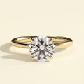 The Lunea - Round Cut Lab Grown Diamond Solitaire with Petal Gallery Engagement Ring