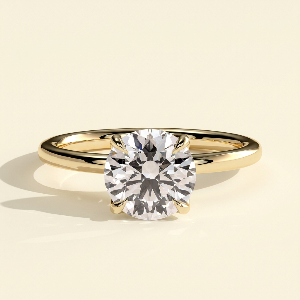 The Lunea - Round Cut Lab Grown Diamond Solitaire with Petal Gallery Engagement Ring