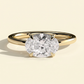 The Myra - Oval Cut Lab Grown Diamond East West Claw Set Solitaire with Raised Gallery Engagement Ring