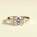 The Amara - Round Lab Grown Diamond Three Stone Ring with Pear Side Stones