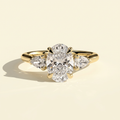 The Nevelle - Oval Lab Grown Diamond Cathedral Trilogy Ring with Pear Sides