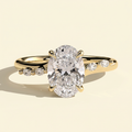 The Mirea - Oval Cut Lab Grown Diamond Hidden Halo Engagement Ring with Marquise Side Stones