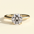 The Junelle - Round Cut Lab Grown Diamond Four Claw Solitaire with Trellis Gallery Engagement Ring