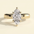 The Liana - Marquise Cut Lab Grown Diamond Hidden Halo Engagement Ring with Cigar Band