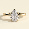 The Juna - Pear Cut Lab Grown Diamond Five Claw Low Set Solitaire with Hidden Halo Engagement Ring