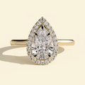The Eleria - Pear Cut Lab Grown Diamond Five Claw Halo Engagement Ring with Cathedral High Setting