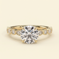 The Evora - Round Lab Diamond Solitaire with Round-Marquise Bezel Accent Stones Ring