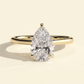 The Auva - Pear Cut Lab Grown Diamond Solitaire with Hidden Halo and Cathedral Setting Ring