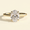 The Jovia - Oval Cut Lab Grown Diamond Four Claw Solitaire with Open Trellis Gallery Engagement Ring