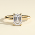 The Luvelle - Emerald Cut Lab Grown Diamond Claw Solitaire with Petal Gallery and Accent Leaf Detail Engagement Ring