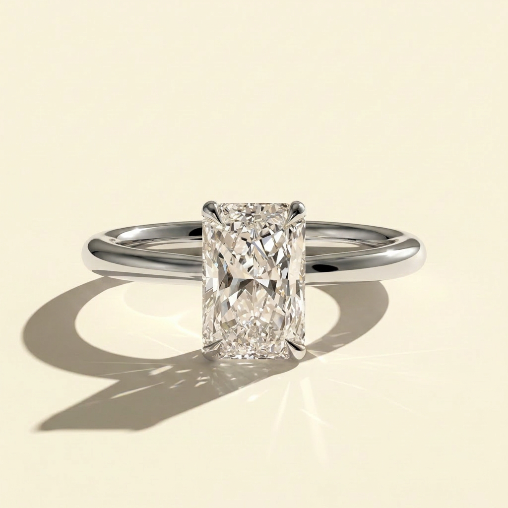 The Aurelia - Radiant Cut Lab Grown Diamond Engagement Ring with Hidden Halo