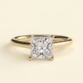 The Zemira - Princess Cut Lab Grown Diamond Hidden Halo Solitaire with Cathedral High Setting Engagement Ring