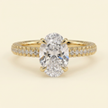 The Nella - Oval Cut Lab Grown Diamond Hidden Halo Solitaire with Triple Pave Band Engagement Ring