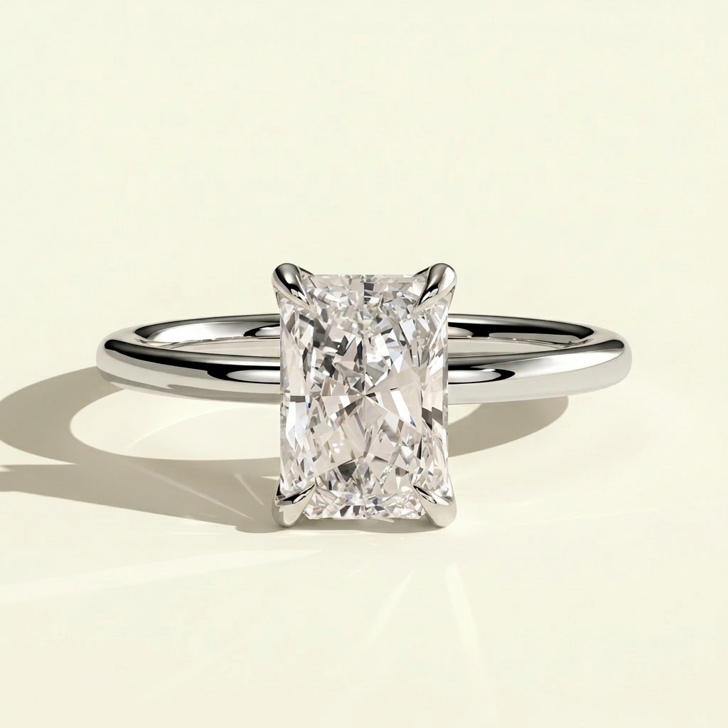 The Nyla - Radiant Lab Grown Diamond Ring with Petal Gallery Hidden Halo