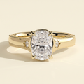 The Elysse - Elongated Cushion Cut Lab Grown Diamond Vintage Bezel Solitaire with Star Set Accents and Milgrain Engagement Ring