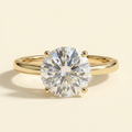 The Veya - Round Cut Lab Grown Diamond Four Claw Solitaire Ring with Elevated Cathedral Setting