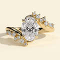 The Lelia - Oval Cut Lab Grown Diamond Bypass Band Engagement Ring with Accent Clusters