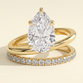 The Teila - Pear Cut Lab Grown Diamond Double Band Engagement Ring with Pave