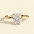 The Ulani - Elongated Cushion Cut Lab Grown Diamond Claw Solitaire with Petal Gallery and Accent Leaf Detail Engagement Ring