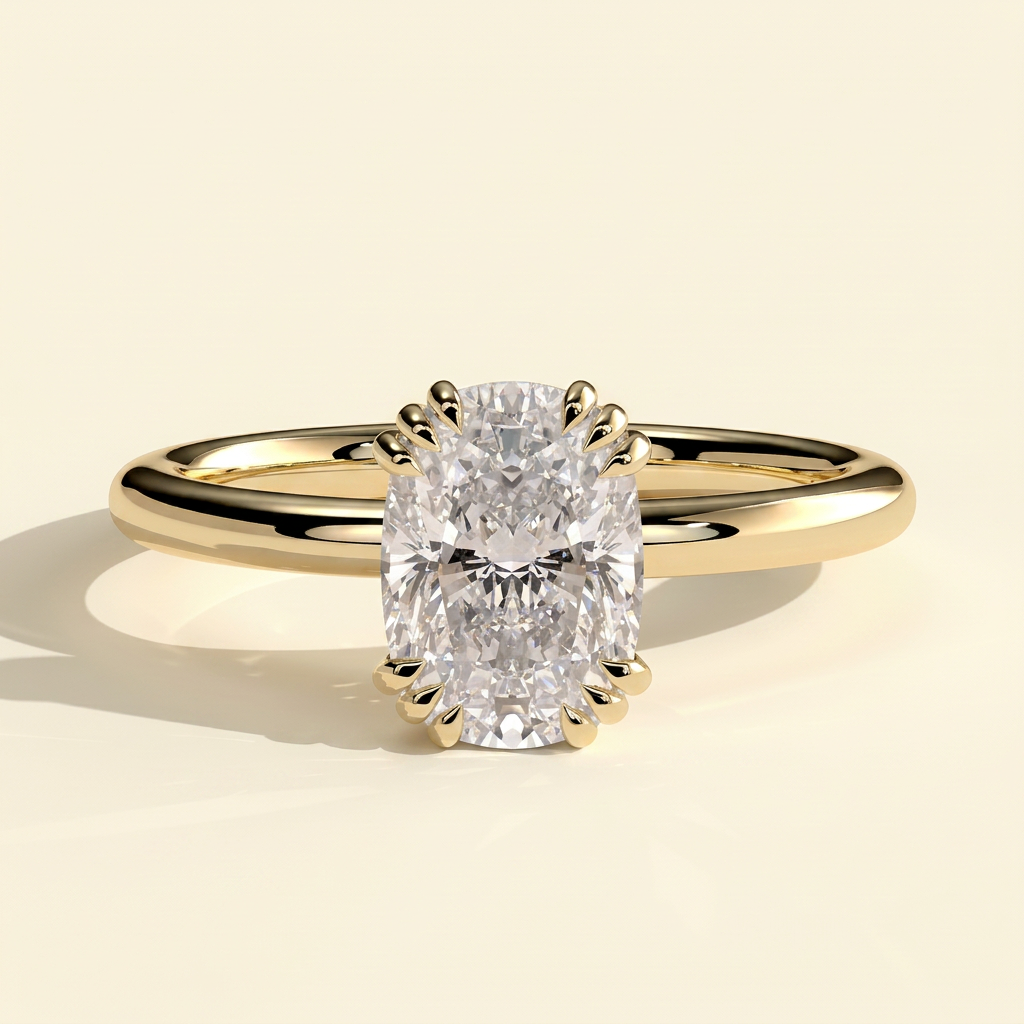 The Gaia - Elongated Cushion Cut Lab Grown Diamond Triple Split Claw Engagement Ring