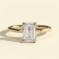 The Pura - Emerald Cut Lab Grown Diamond Solitaire with Petal Gallery Engagement Ring