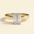 The Odelia - Emerald Cut Lab Diamond Solitaire with Flat Cigar Band and Hidden Halo Ring