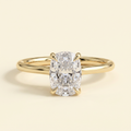 The Karisa - Elongated Cushion Cut Lab Grown Diamond Four Claw Solitaire with Hidden Halo Engagement Ring
