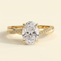The Runa - Oval Cut Lab Grown Diamond Hidden Halo Solitaire with Braided Pave Band Engagement Ring