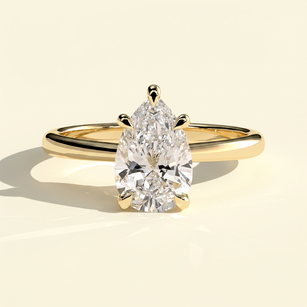 The Klea - Pear Cut Lab Grown Diamond Solitaire Engagement Ring in Gold