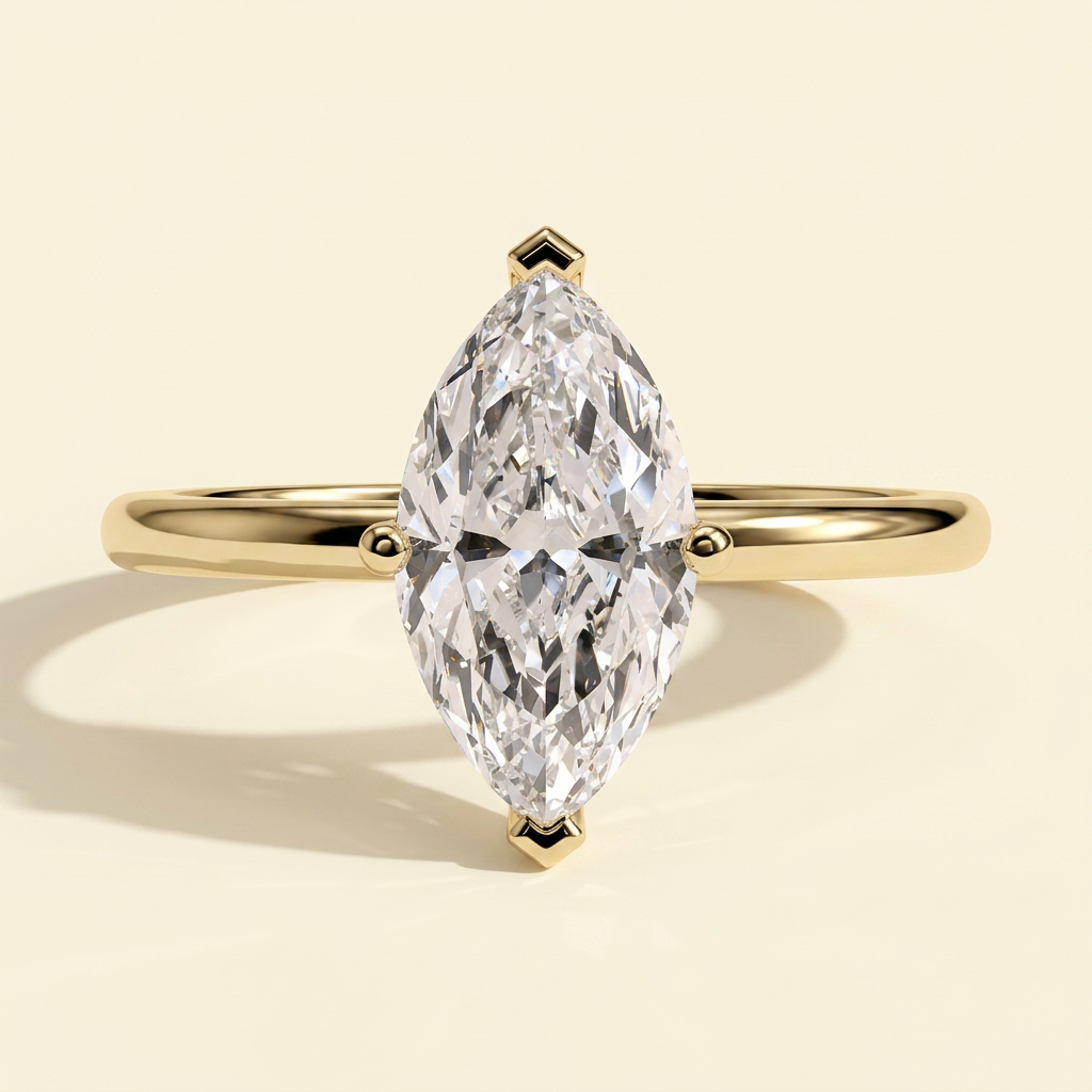 The Xenia - Marquise Cut Lab Grown Diamond Solitaire Engagement Ring with V Claw Setting