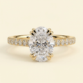 The Arvelle - Oval Cut Lab Grown Diamond Double Claw Solitaire with Hidden Halo and Pave Band Engagement Ring