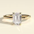 The Solera - Emerald Cut Lab Grown Diamond Low Set Solitaire with Hidden Halo and Open Bridge Engagement Ring