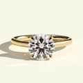 The Tiara - Round Cut Lab Grown Diamond Solitaire with Hidden Halo and Cathedral Setting Ring