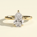 The Ora - Pear Cut Lab Grown Diamond Solitaire with Petal Gallery Engagement Ring