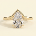 The Halina - Pear Cut Lab Grown Diamond Solitaire with Curved V Band Engagement Ring