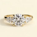 The Regalia - Round Cut Lab Grown Diamond Three Stone Engagement Ring with Pear Side Stones