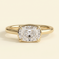 The Vera - East West Elongated Cushion Cut Lab Diamond Solitaire with Bezel Frame Ring