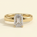 The Hera - Emerald Cut Lab Grown Diamond Hidden Halo Solitaire with Cigar Band Engagement Ring