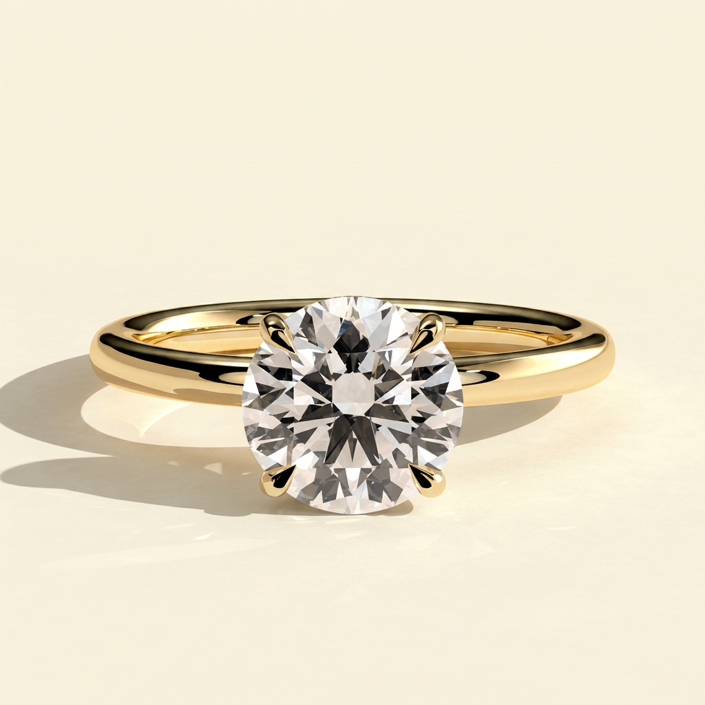 The Thalia - Round Cut Lab Grown Diamond Solitaire with Hidden Halo Anniversary Engagement Ring