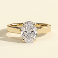 The Novia - Oval Cut Lab Grown Diamond Hidden Halo Solitaire with Flat Cigar Band Engagement Ring