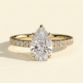 The Estella - Pear Cut Lab Grown Diamond Solitaire with Pave Band Engagement Ring