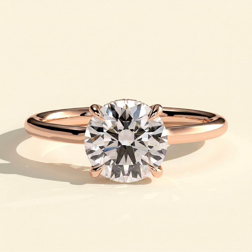 The Cielo - Round Cut Lab Grown Diamond Floating Cathedral Low Set Hidden Halo Engagement Ring