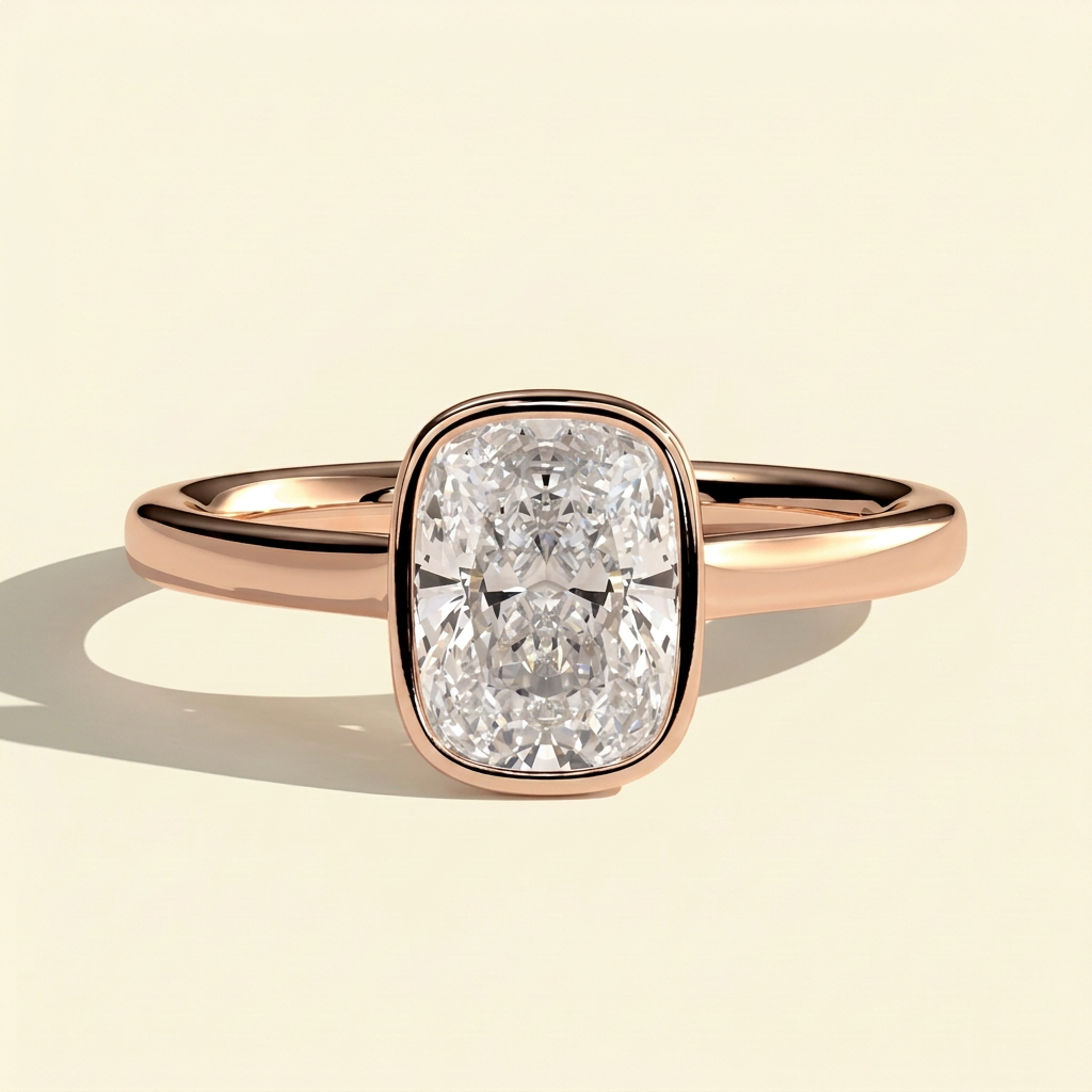 The Opale - Elongated Cushion Lab Grown Diamond Solitaire with Cathedral Setting Ring