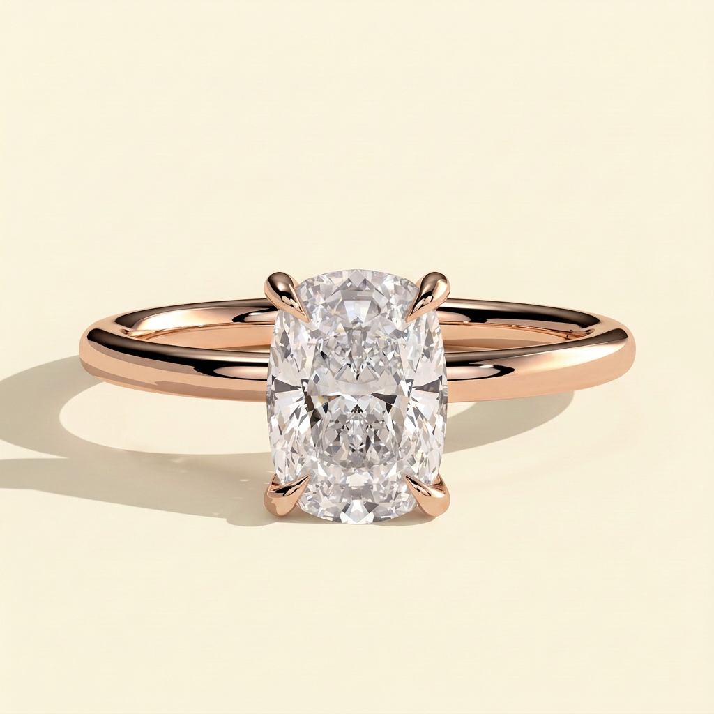 The Iluna - Elongated Cushion Cut Lab Grown Diamond Four Claw Solitaire Engagement Ring
