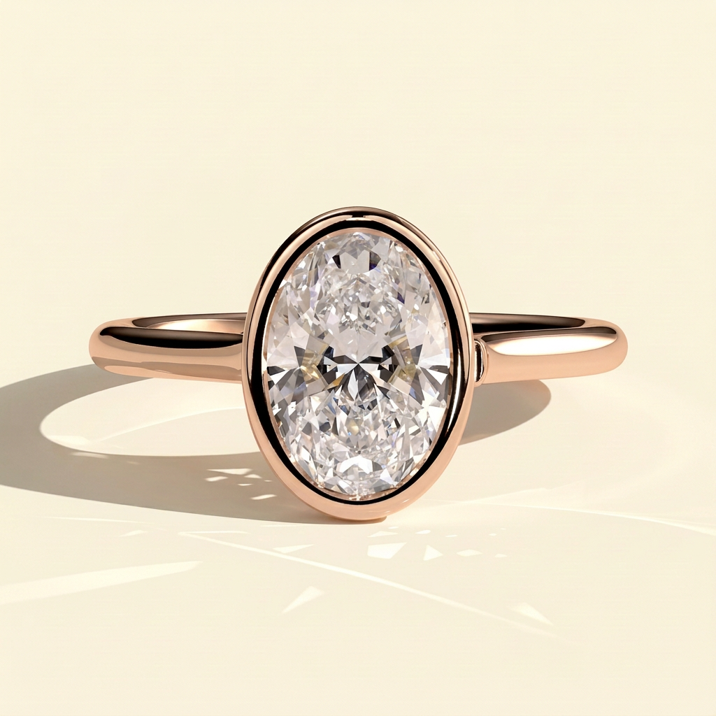 The Catena - Oval Cut Lab Grown Diamond Open Cathedral Bezel Set Solitaire Engagement Ring