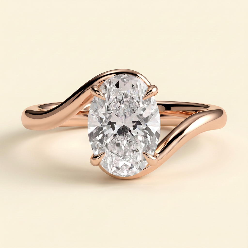 The Wren - Oval Cut Lab Grown Diamond Bypass Band Solitaire Engagement Ring