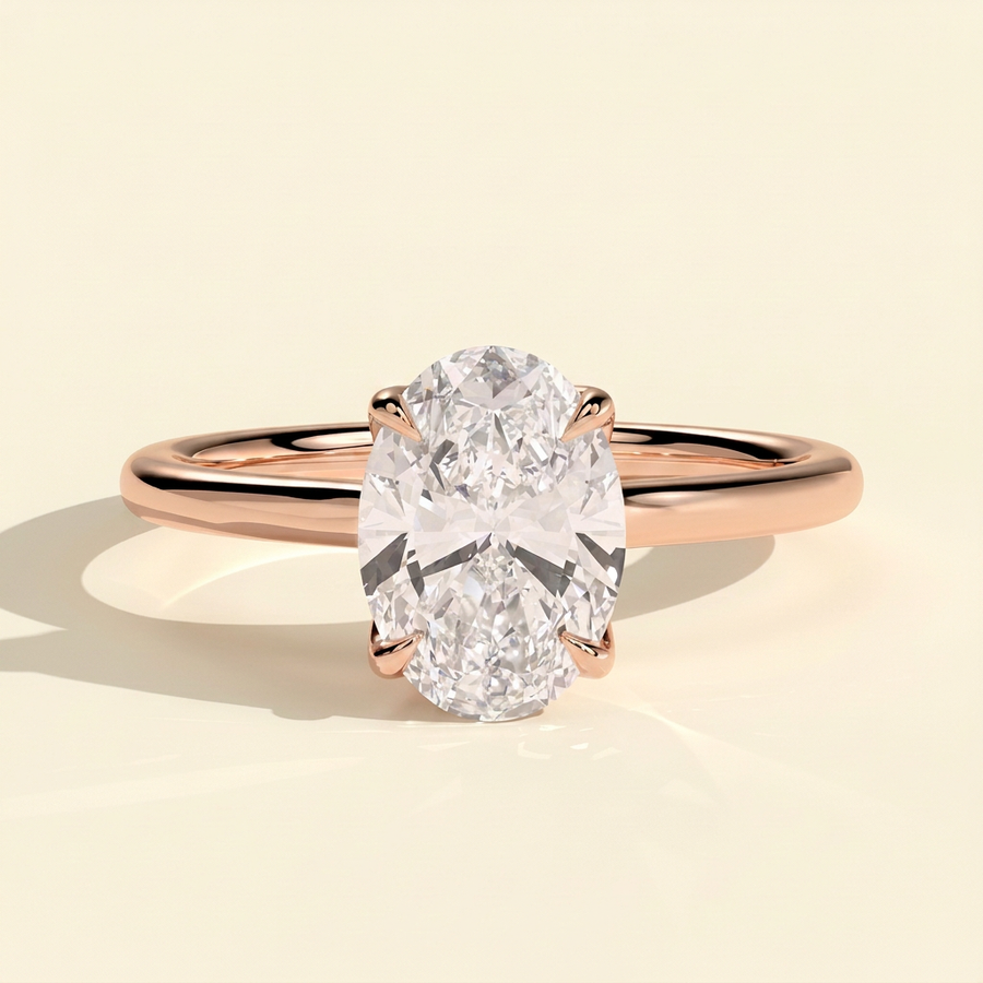 The Blanca - Oval Cut Lab Grown Diamond Solitaire Engagement Ring with Petal Gallery - Rose Gold