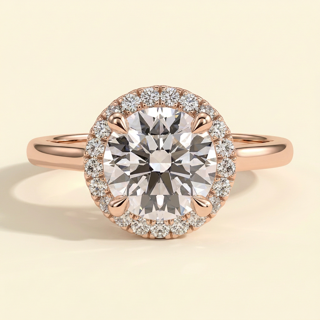 The Nara - Round Cut Lab Grown Diamond Halo with Cathedral High Setting Engagement Ring
