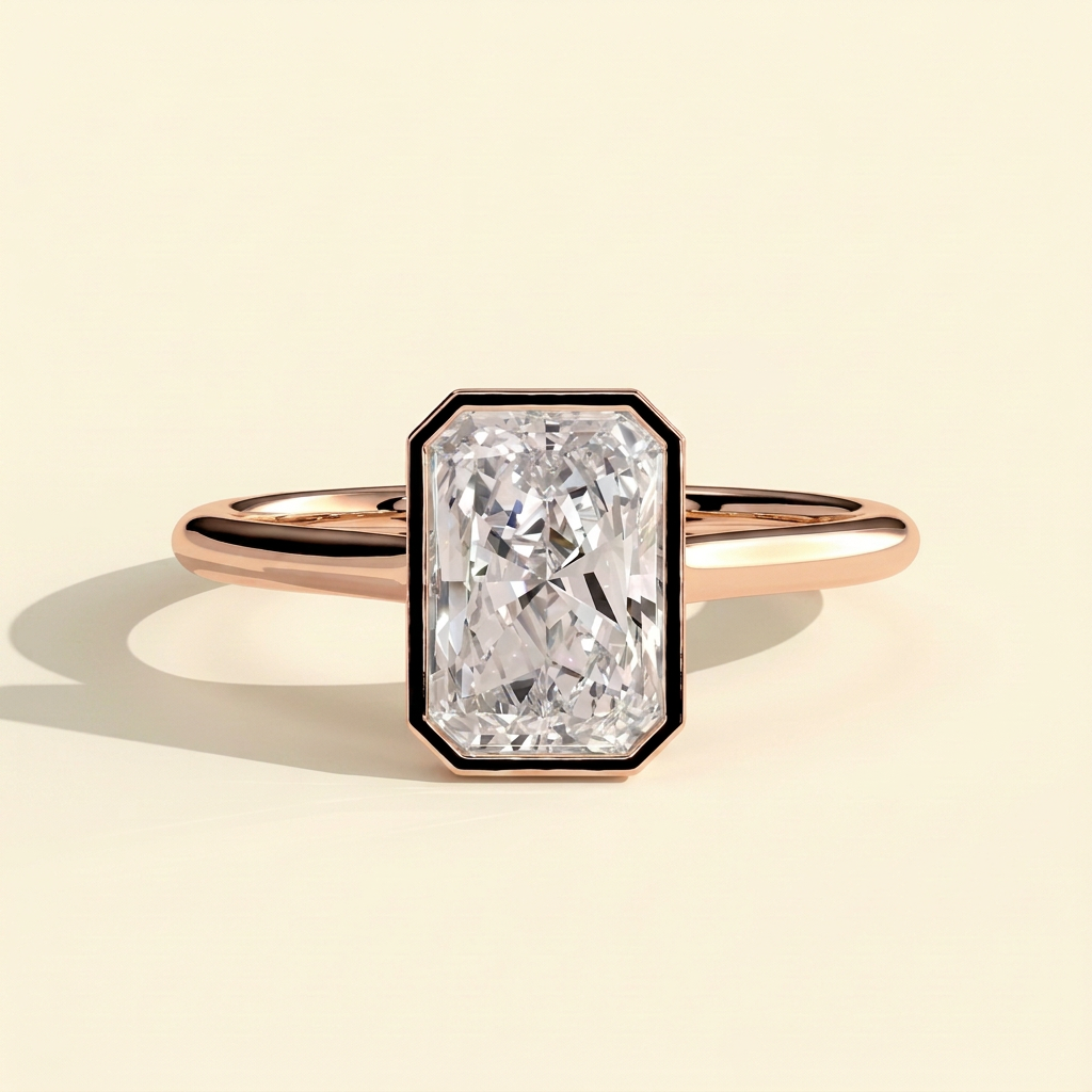 The Ravelle - Radiant Cut Lab Grown Diamond Bezel Solitaire Engagement Ring