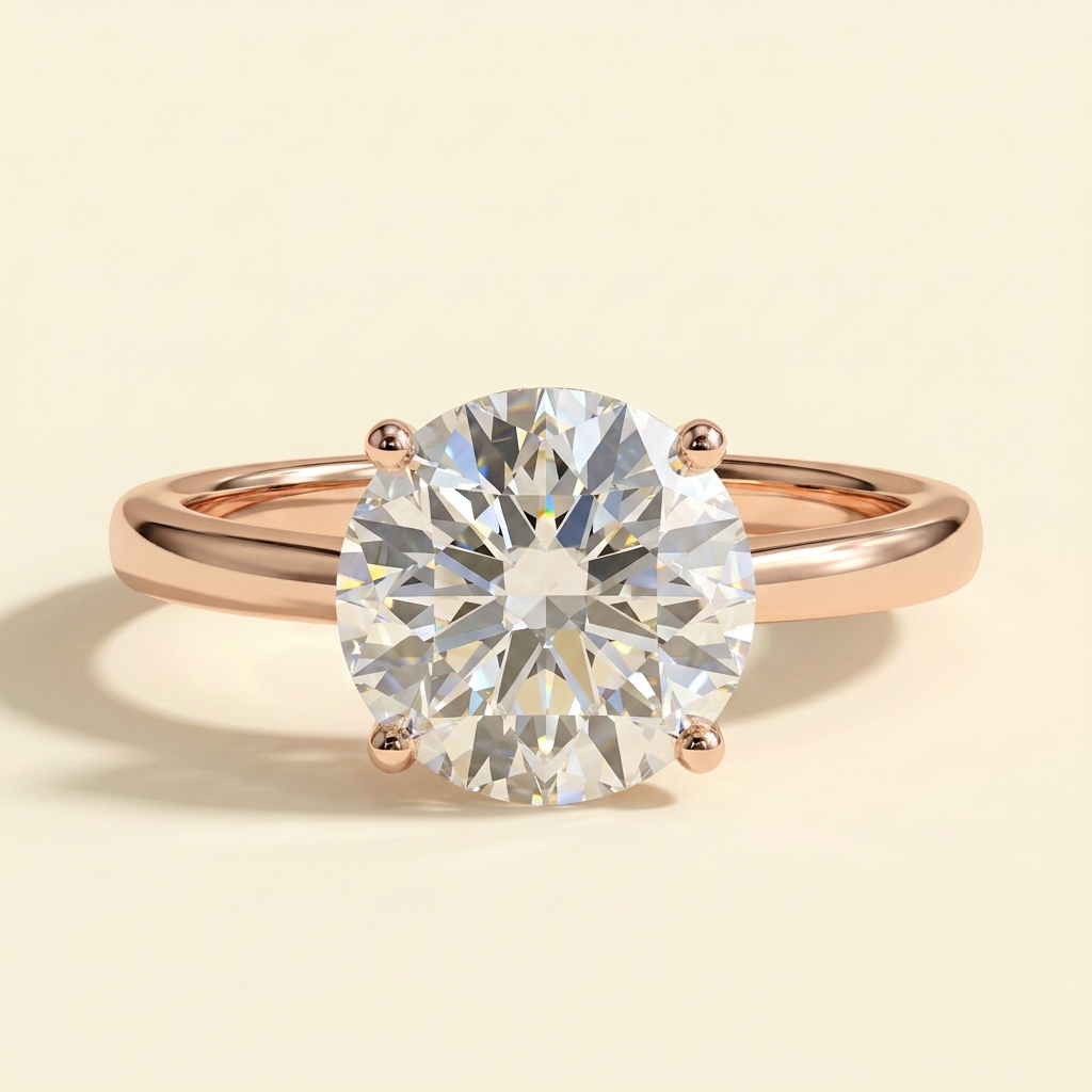 The Veya - Round Cut Lab Grown Diamond Four Claw Solitaire Ring with Elevated Cathedral Setting